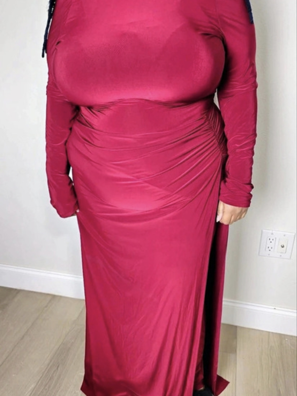 Fashion Nova Ruched Jumpsuit and Maxi Skirt in Maroon Size 3x
